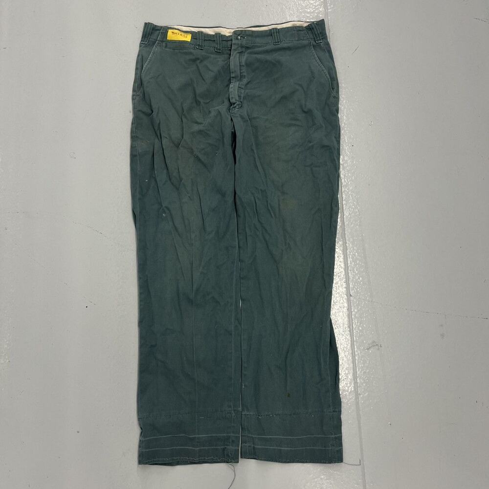 Vintage 60s Green Sanforized Cotton Workwear Chinos 36x31